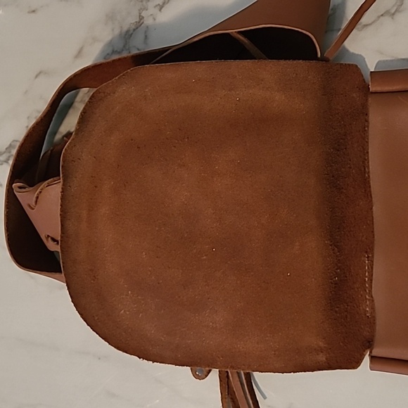 British Tan Gloved Leather Handmade Crossbody Hobo Boho Flap Bag Purse Hippie - Picture 4 of 11